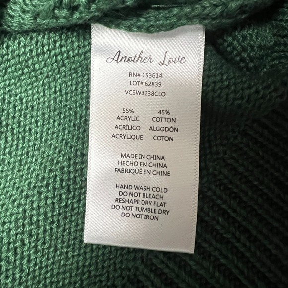 Another Love Knit Krista Pointelle Puff SL Sweater Clover Pullover Green Size M - Picture 5 of 10